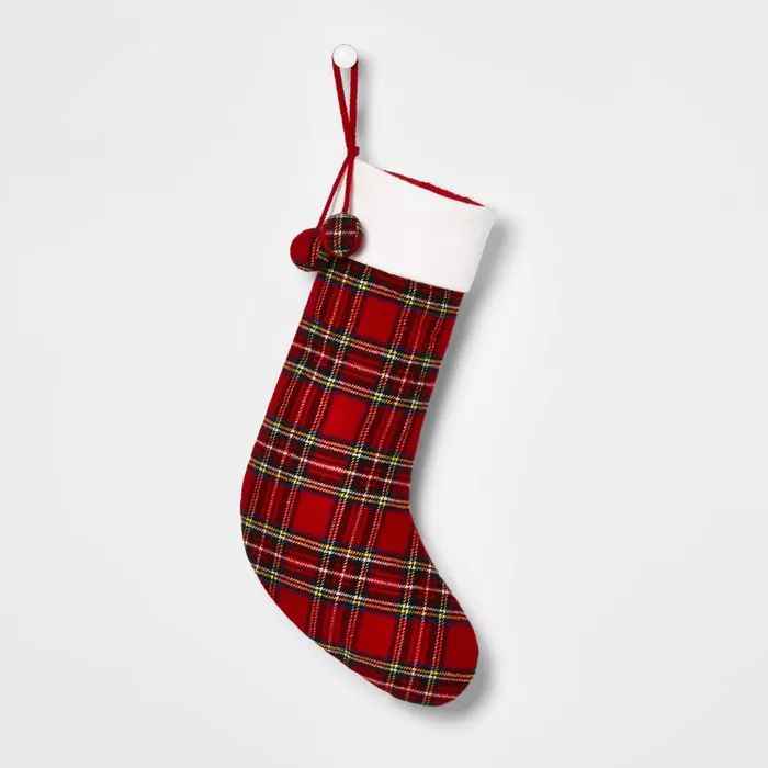 Plaid Christmas Stocking Black/Ivory with Red Cuff - Wondershop™ | Target