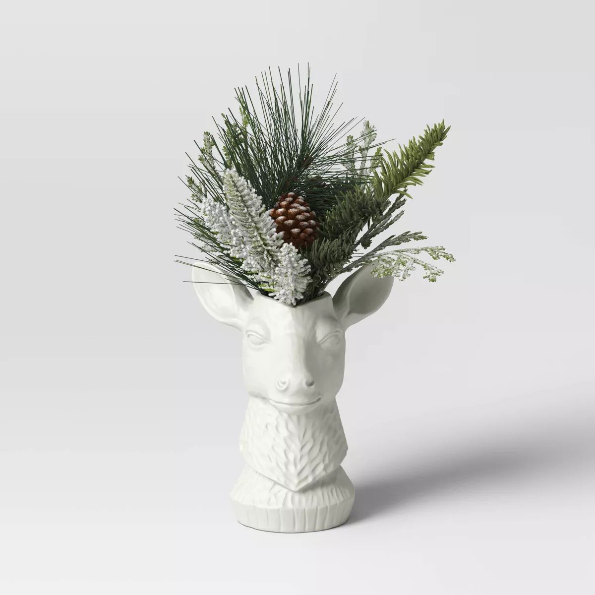 14" Potted Mixed Greenery in Deer Vase Christmas Artificial Plant - Wondershop™ | Target