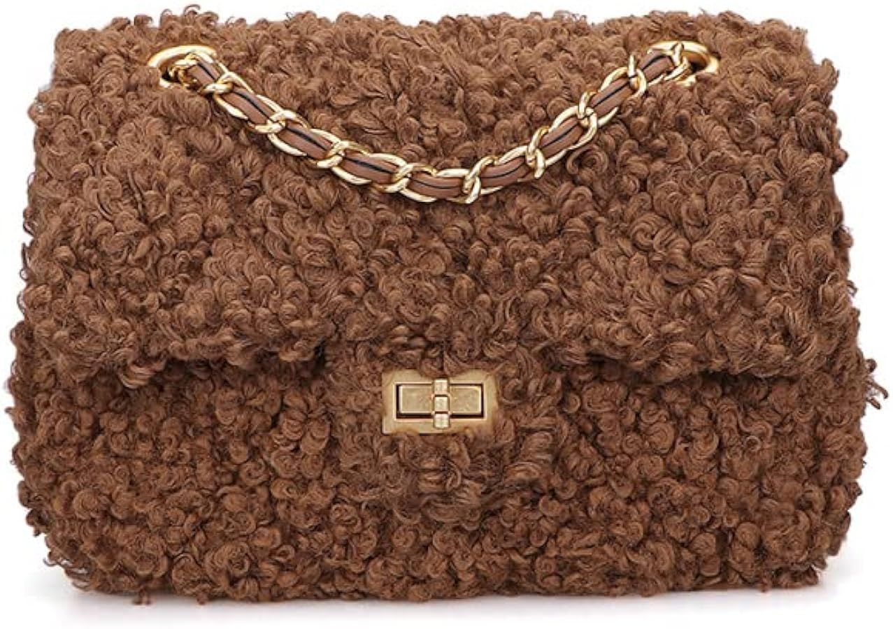 Women Plush Shoulder Bag Fashion Fluffy Crossbody Bag Soft Warm Fuzzy Purse with Adjustable Chain... | Amazon (US)