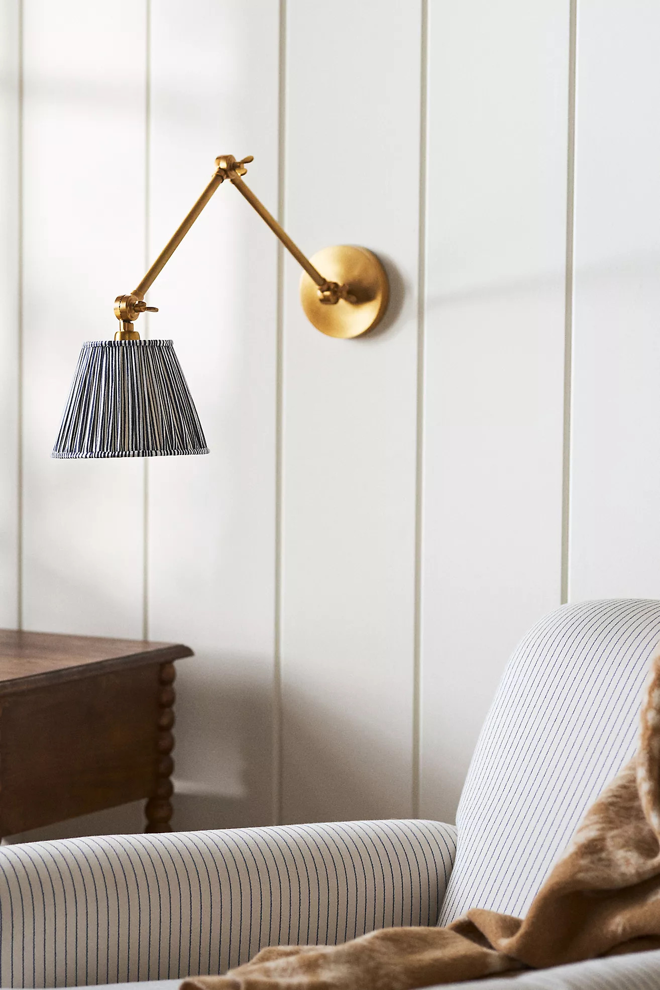 Pooky Stork Ruched Shade Metal Articulating Wall Sconce Wall Light | Anthropologie (US)