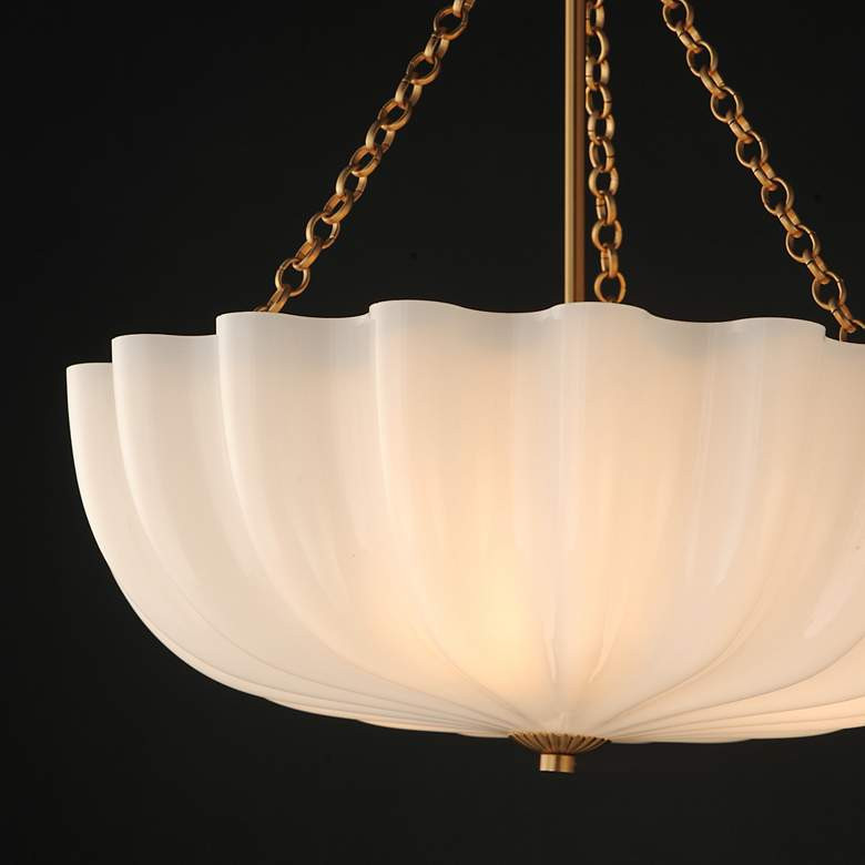 Maxim Bundt 17 1/2" White/Natural Aged Brass Pendant/Semi-Flush Light | Lamps Plus