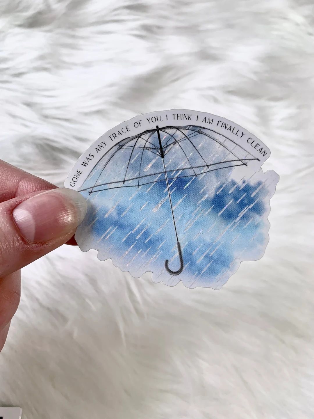 Clean Sticker Rain and Umbrella Shimmery Raindrops Sticker - Etsy | Etsy (US)