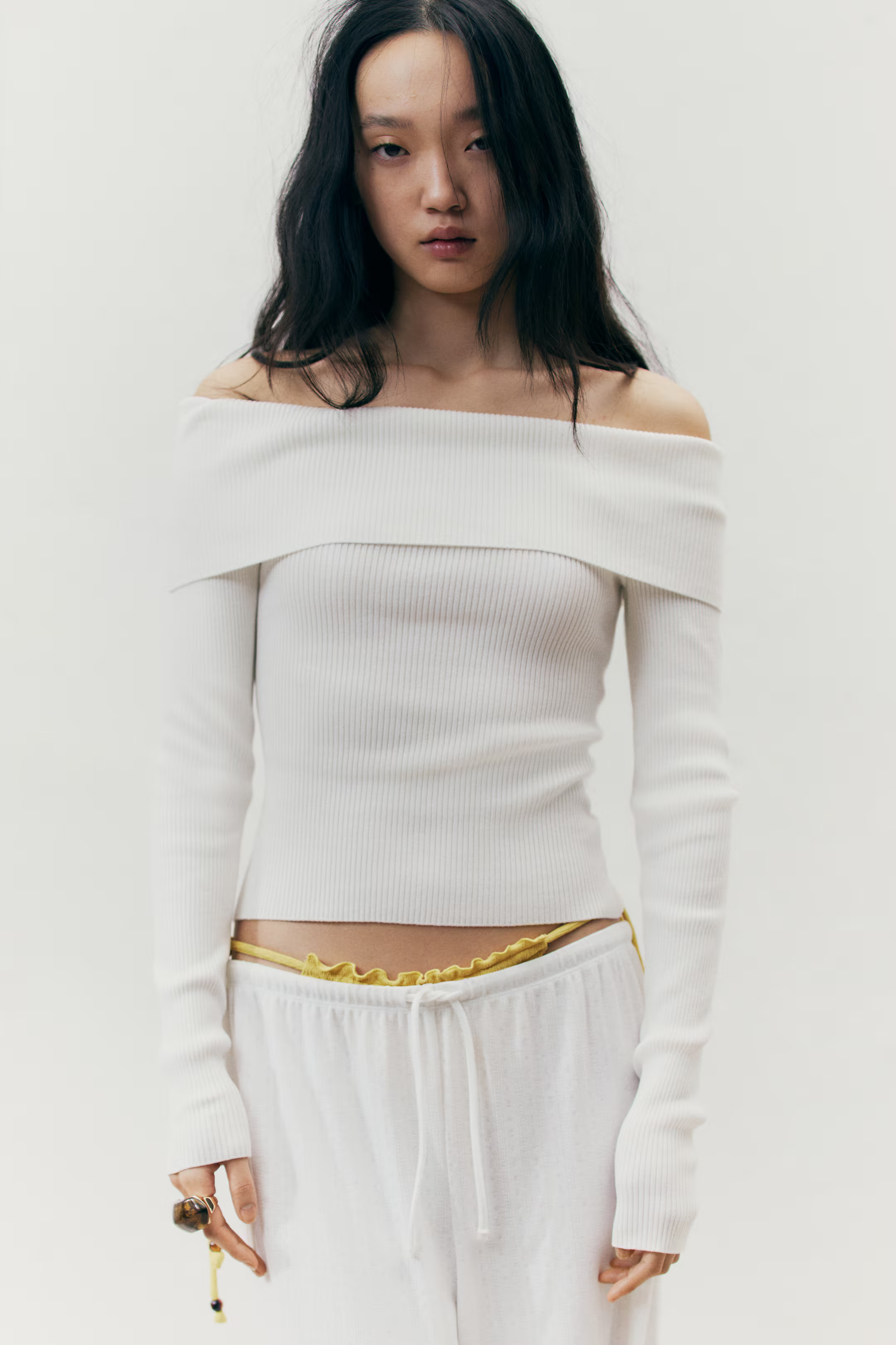 Wide-Leg Drawstring Pants - Cream - Ladies | H&M CA | H&M (US + CA)