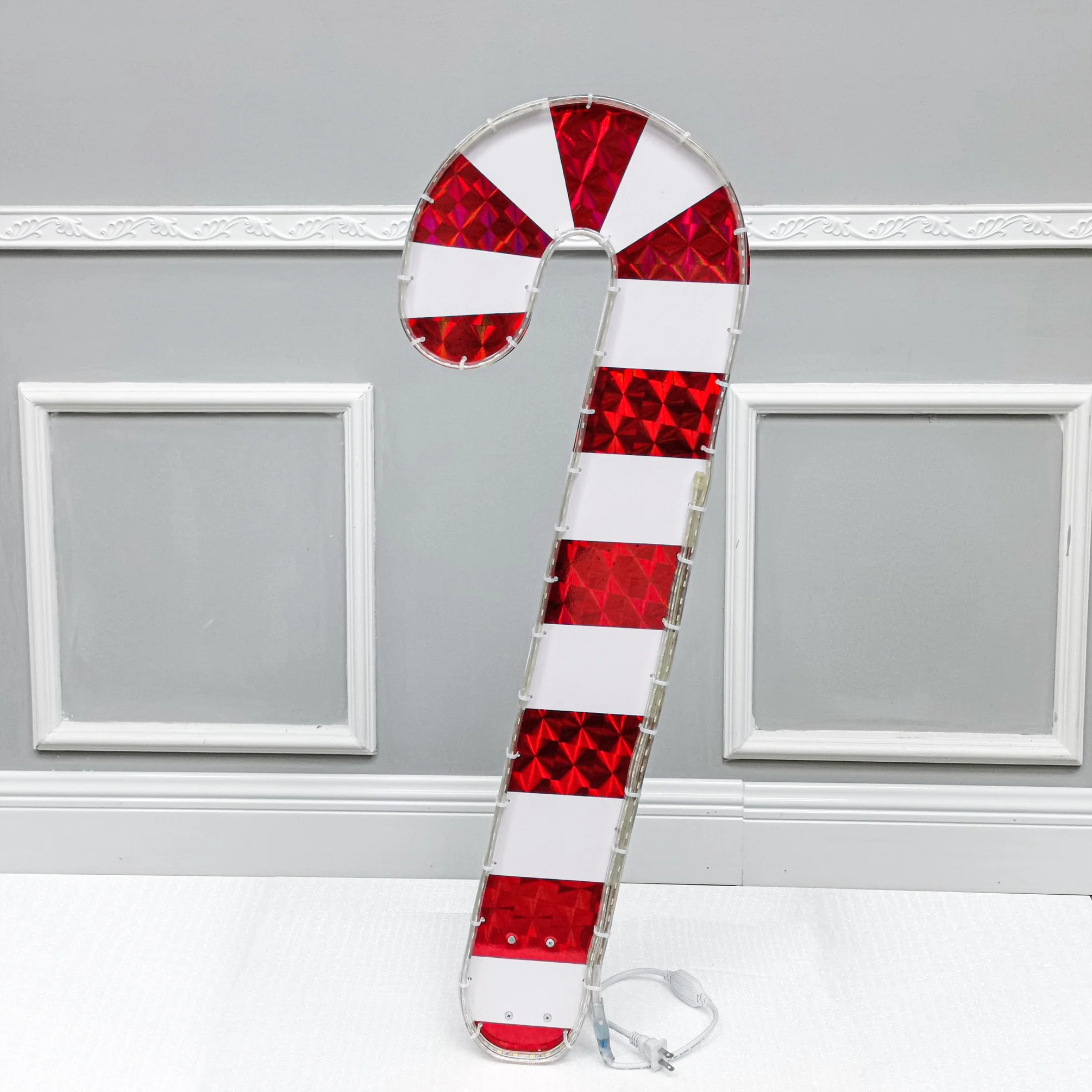 Christmas Candy Cane Indoor Outdoor Lighted Yard Sign Rope Light 13X36 110V | Wayfair North America