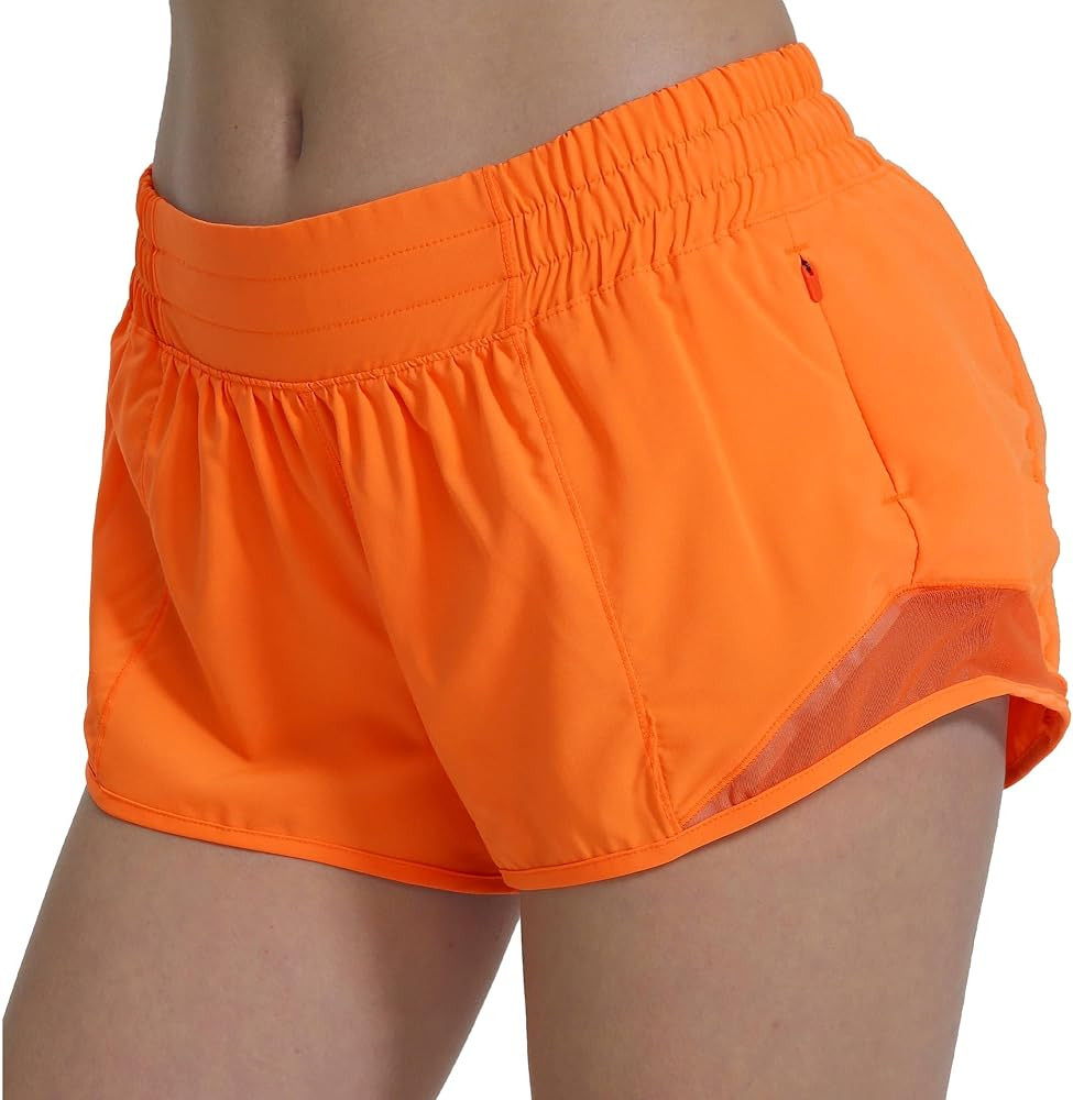 Athletic Running Shorts for Women with Zipper Pocket Soft Gym Workout Shorts with Mesh Liner Quck... | Amazon (US)