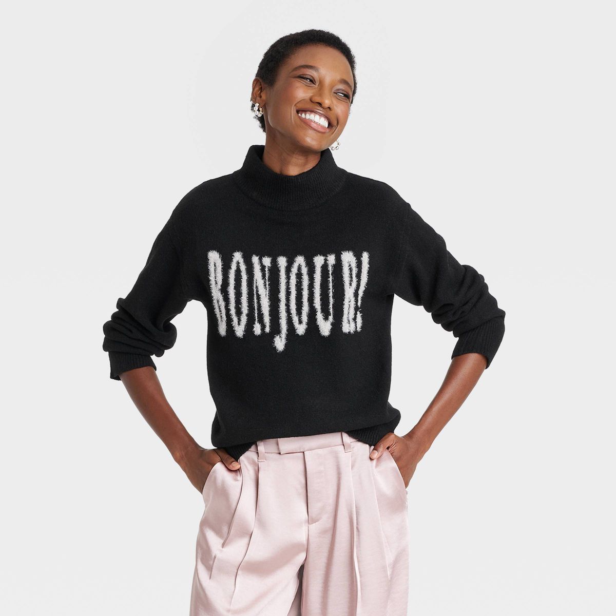 Women's Crewneck Pullover Sweater - A New Day™ Black XS | Target