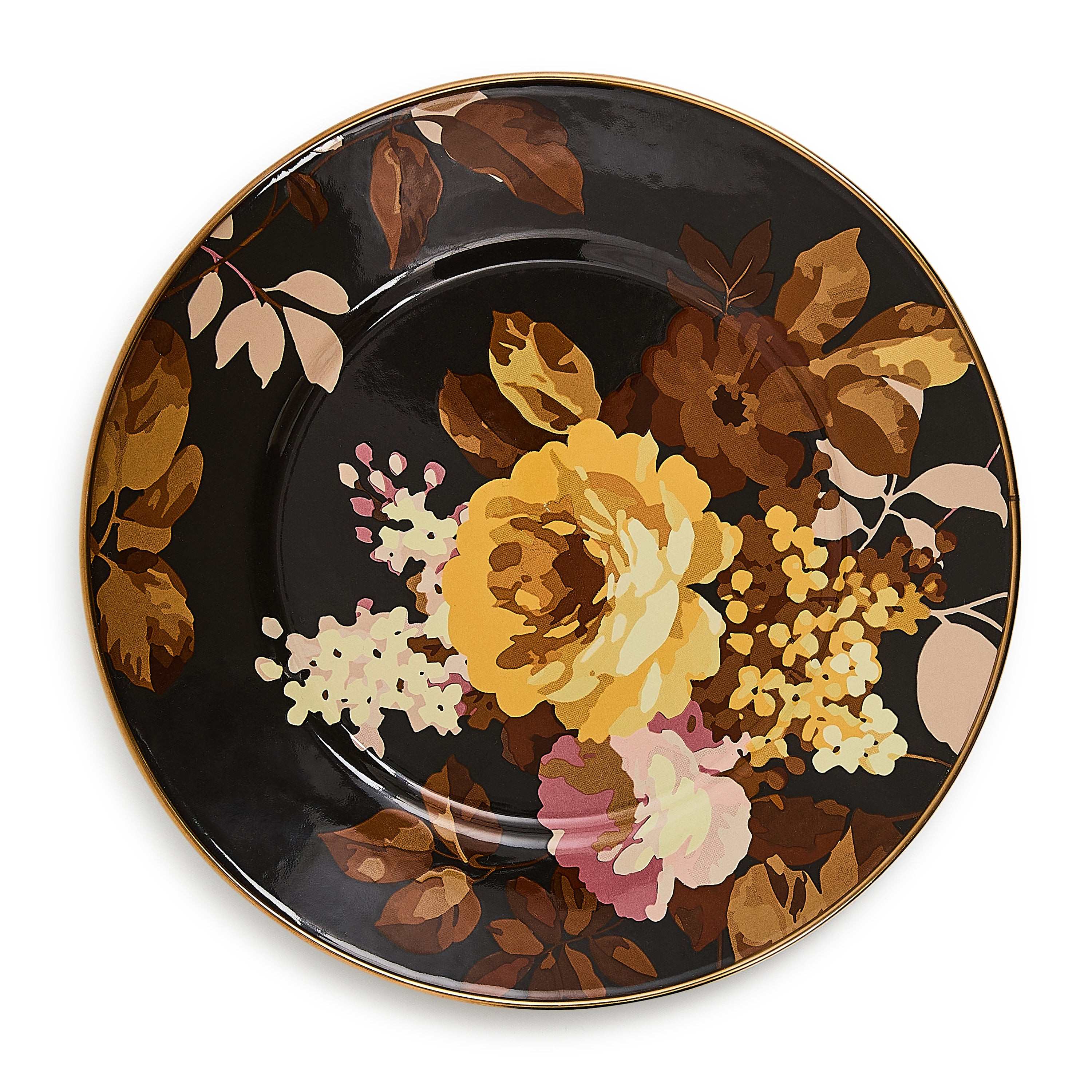 MacKenzie-Childs Wild Rose Brown Salad Plate | MacKenzie-Childs