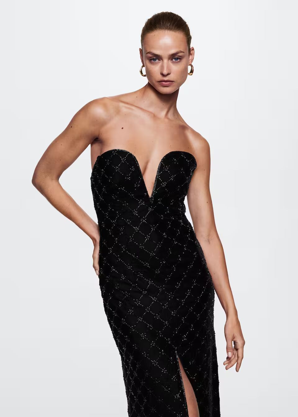 Velvet rhinestone dress | MANGO (US)