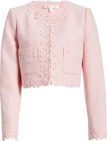 Leilana Lace Accent Crop Jacket | Nordstrom