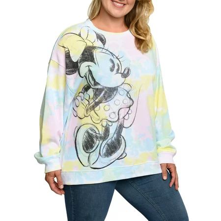 Disney Women s Plus Size Minnie Mouse Sweatshirt Fleece Pastel Pink Blue Yellow | Walmart (US)