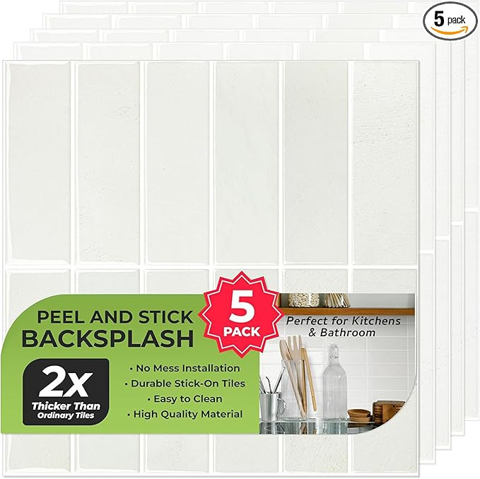 SELECT 5 Pack Peel and Stick Backsplash Tiles, 3D Wall Panels with Commercial-grade Adhesive, Ext... | Amazon (US)