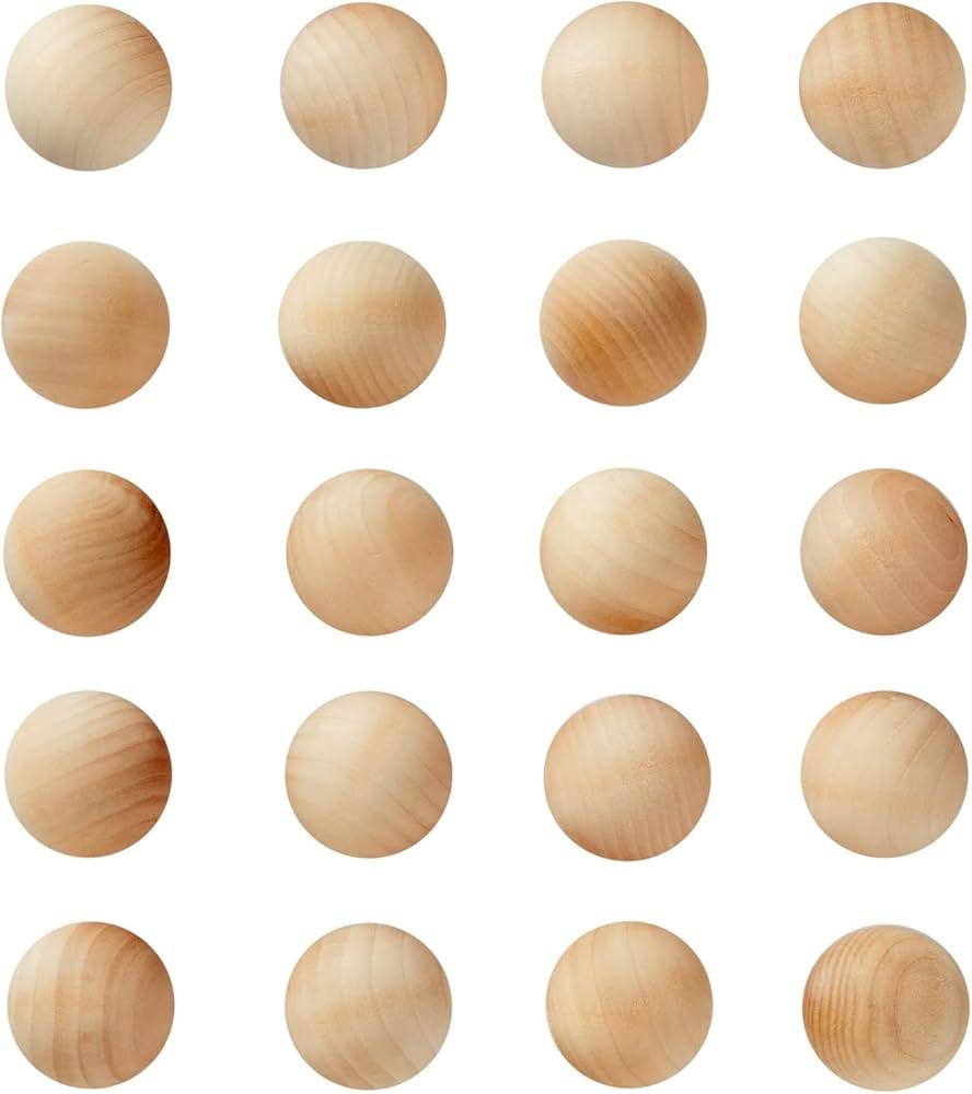 Juvale 1.5 Inch Wooden Balls for Crafts, Unfinished Round Wood Spheres for DIY Projects (20 Pack) | Amazon (US)