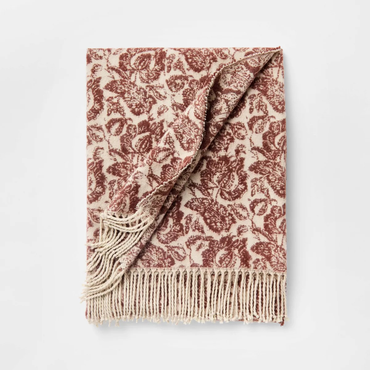 Block Print Jacquard Throw Blanket Burgundy - Threshold™ designed with Studio McGee | Target