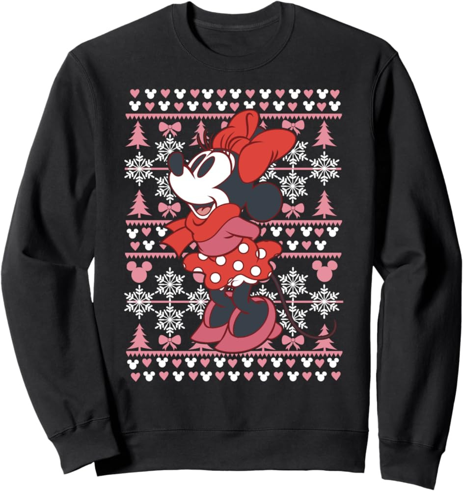 Disney Minnie Mouse Christmas Sweater Style Sweatshirt | Amazon (US)