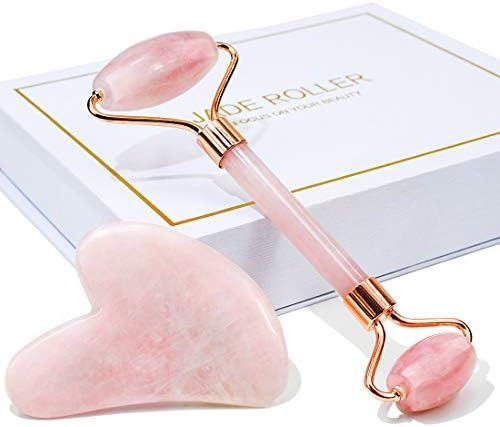 Amazon.com: Jade Roller & Gua Sha, Face Roller, Facial Beauty Roller Skin Care Tools, BAIMEI Rose... | Amazon (US)