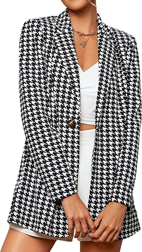 Floerns Women's Casual Long Sleeve Pop Art Print Work Blazer Graphic Jackets | Amazon (US)