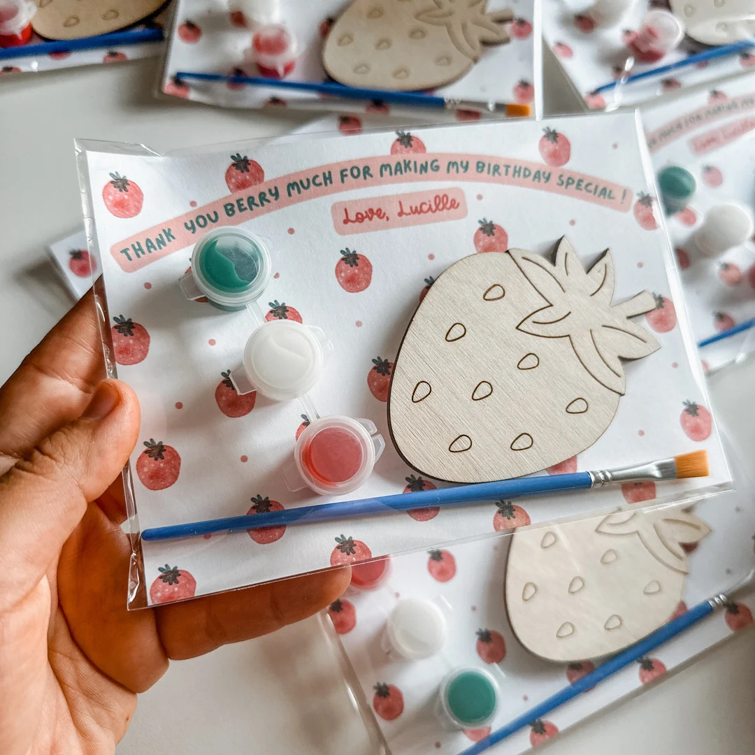 Strawberry Party Favor Strawberry Craft Kit Kids Berry First Birthday Party Favors Toddlers Birth... | Etsy (US)