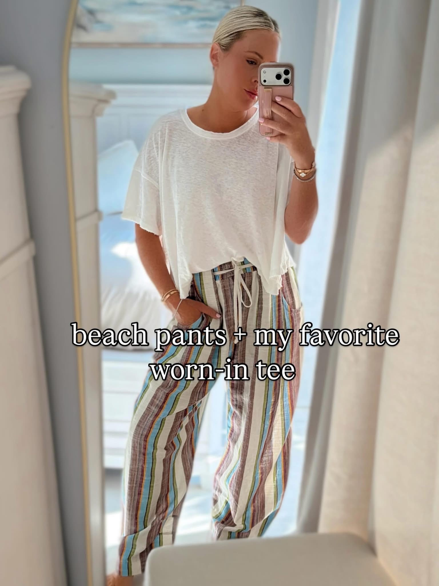 Wear now and later! In love with these pants I got two colors! So cute on and I did a casual front tuck with the tee! I did smalls. Adorable for spring, travel & will take you into summer! 🤍✨

Casual style. Spring outfits. Tee. Sandals.

#LTKSeasonal #LTKootd