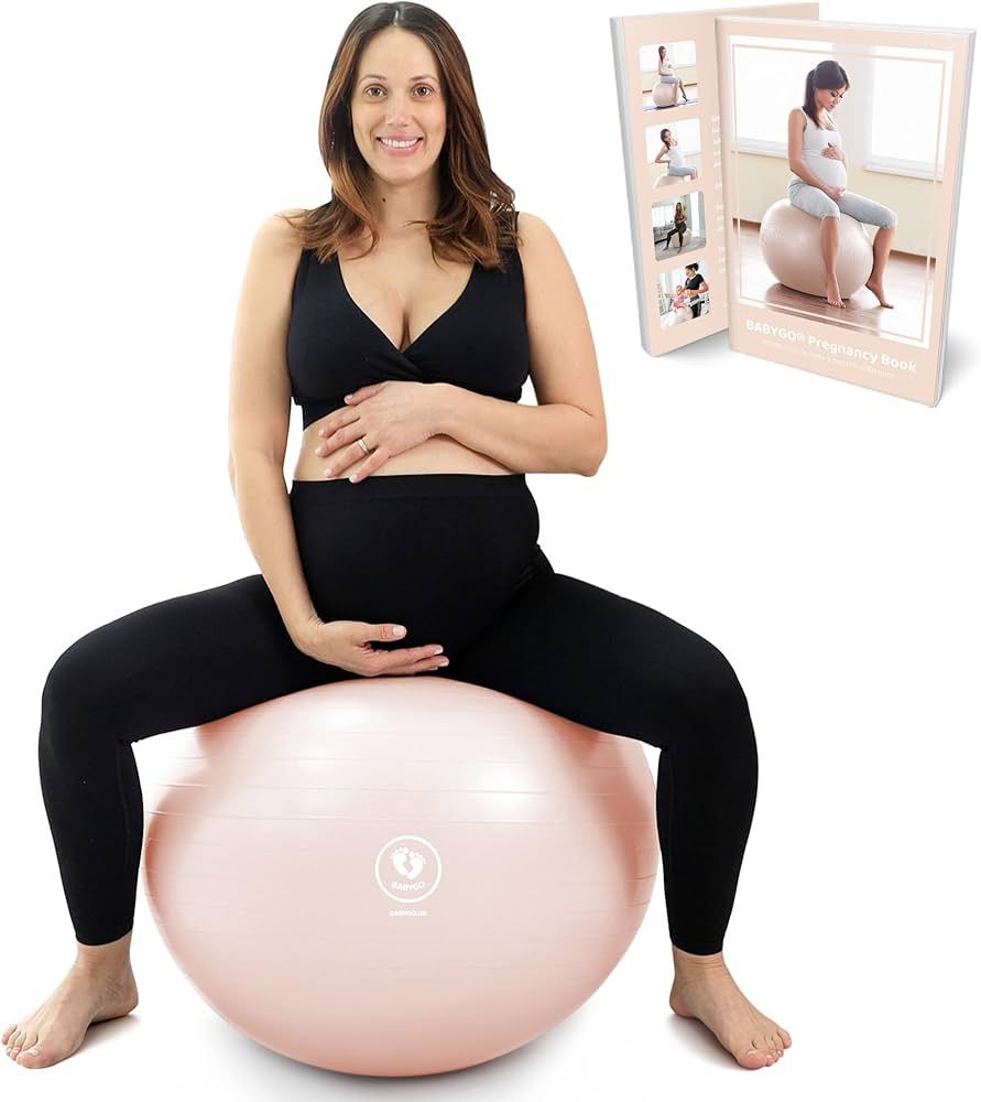 BABYGO Birthing Ball - Pregnancy Yoga Labor & Exercise Ball & Book Set Trimester Targeting, Mater... | Amazon (US)