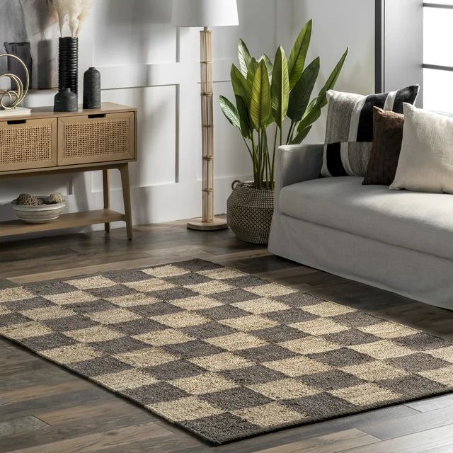 nuLOOM Christana Traditional Checkered Jute Area Rug, 8' x 10', Dark Gray | Walmart (US)
