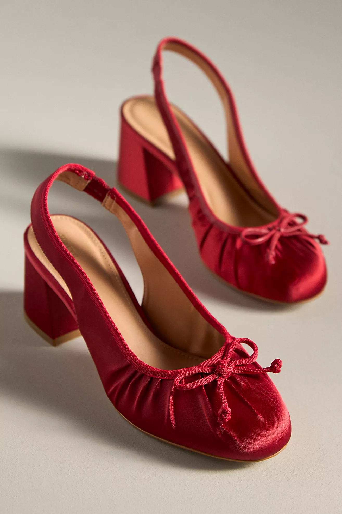 Maeve Satin Slingback Heels | Anthropologie (US)
