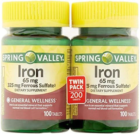 Spring Valley Iron 65 mg, 100 Tablets (2 Pack) | Amazon (US)