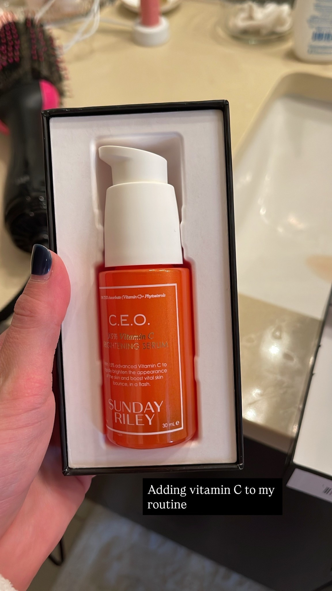 Adding Vitamin C serum to my morning skincare routine 🧖‍♀️ brightened my sister’s skin so can’t wait to see my results 🤩