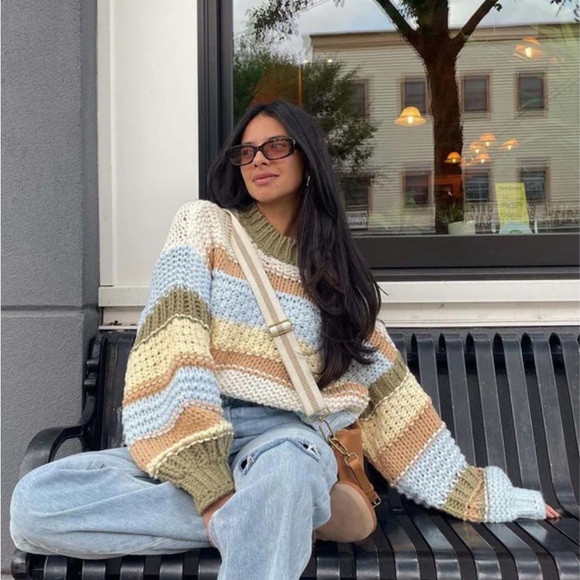 Miss Lola Pastel Striped Knit Sweater | Poshmark