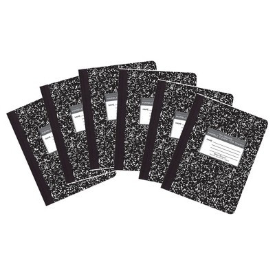 Roaring Spring Hard Cover Composition Notebooks, Black Marble Comp Books, 9.75″ x 7.5″, Wide-Ruled, 100 Sheets (200 Pages), Pack of 6 | Target