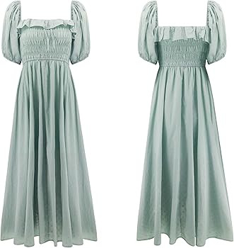 R.Vivimos Women Summer Half Sleeve Cotton Ruffled Vintage Elegant Backless A Line Flowy Long Dresses | Amazon (US)