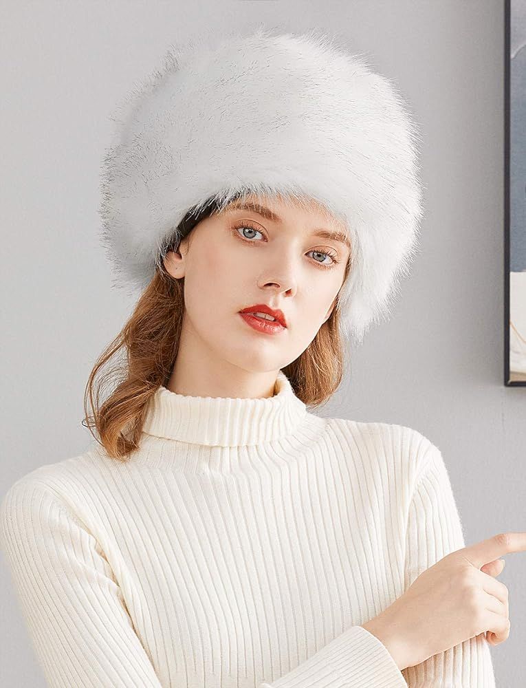 Lovful Winter Women Faux Fur Russian Cossack Style Hat Winter Wrap Hat | Amazon (US)