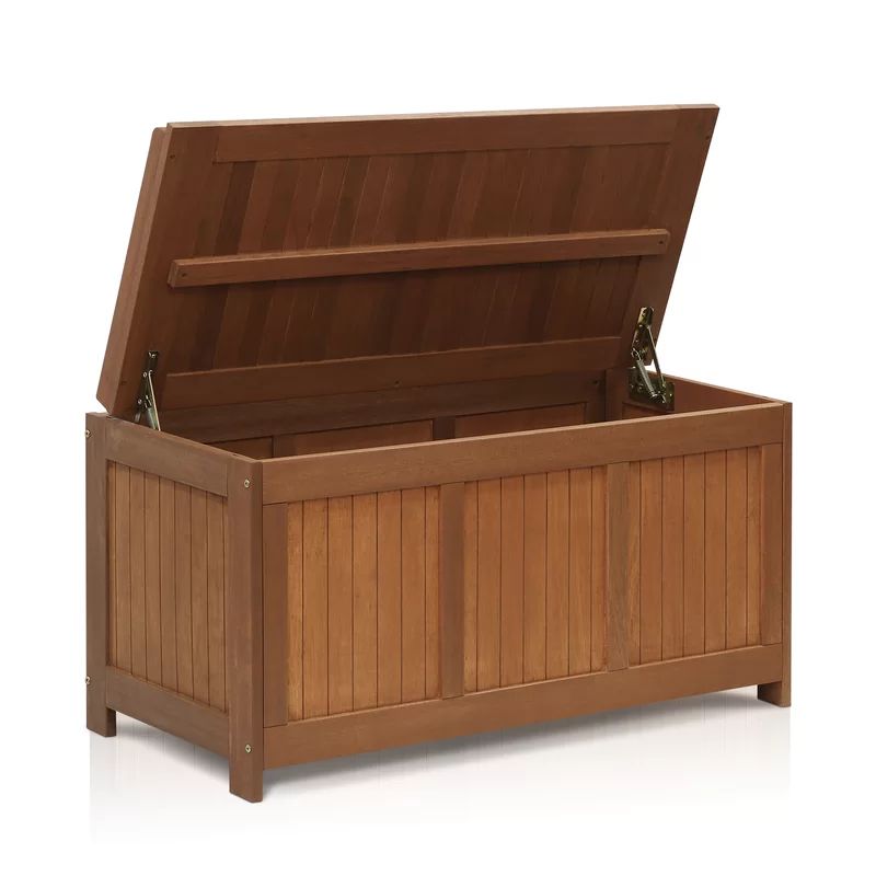 Loon Peak® Ermont 65 Gallons Gallon Water Resistant Solid + Manufactured Wood Deck Box in Natura... | Wayfair North America