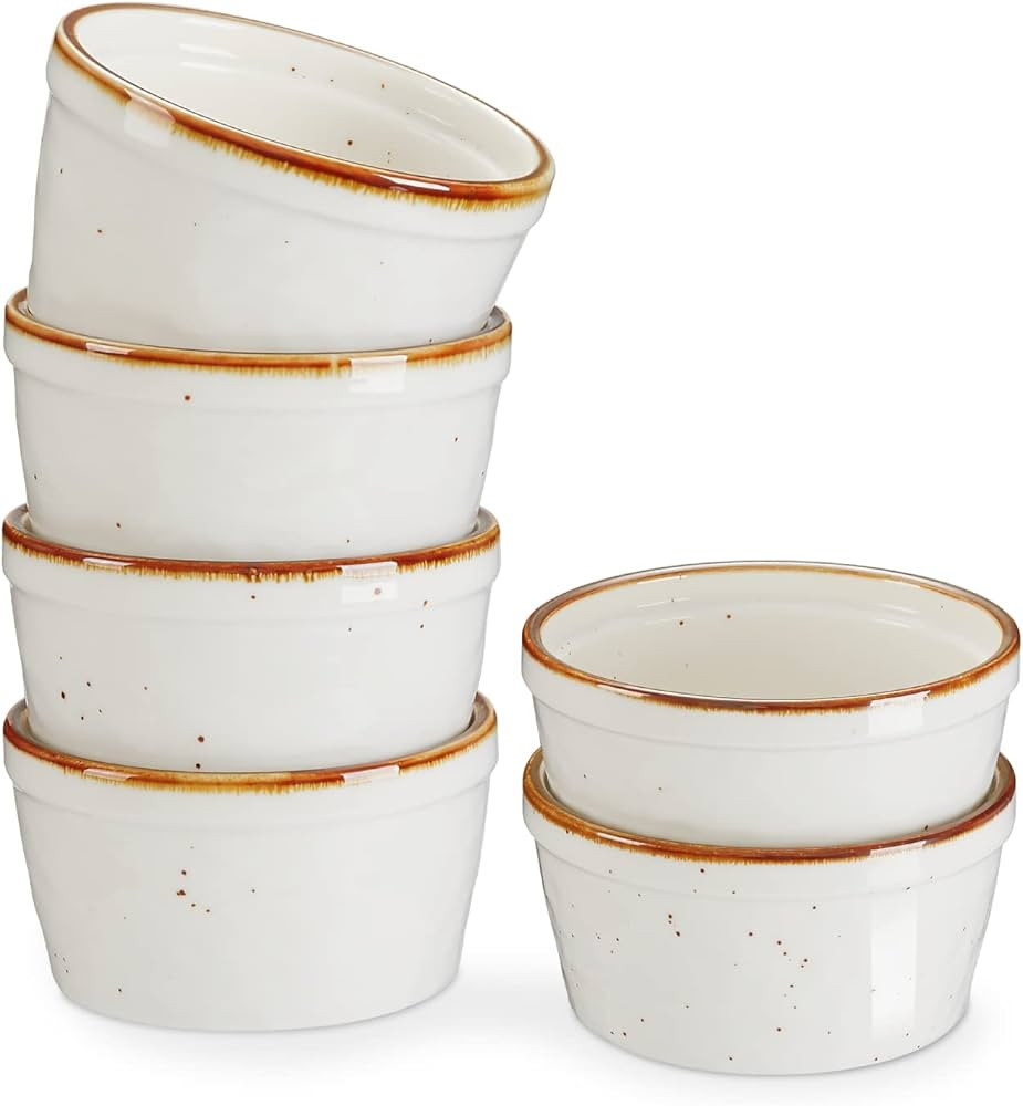 ONEMORE Ceramic Ramekins - 8 oz, Set of 6 - Oven, Dishwasher Safe Baking Cups - Bowls for Creme B... | Amazon (US)