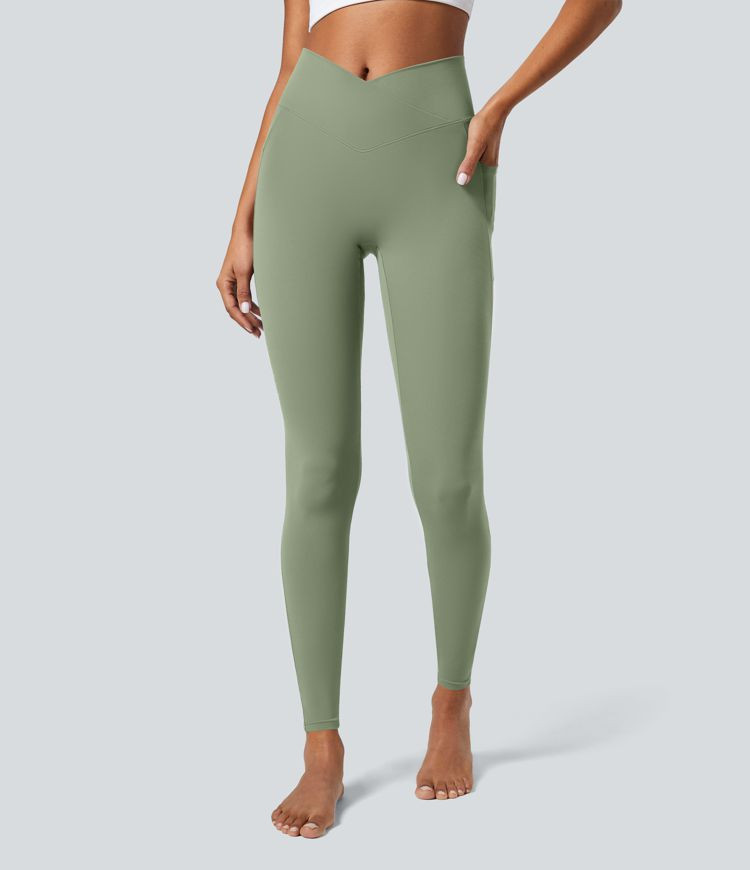 SoftlyZero™ Crossover Pocket Plain Leggings-UPF50+ | HALARA