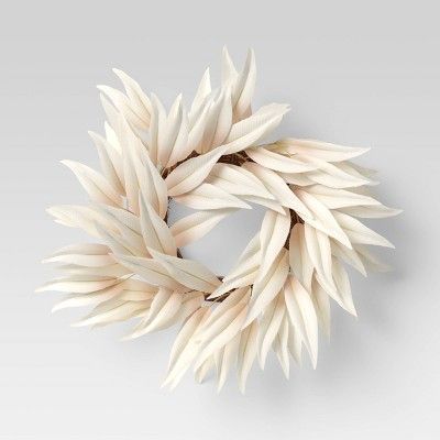 16" Artificial Bleached Leaves Wreath - Threshold™ | Target
