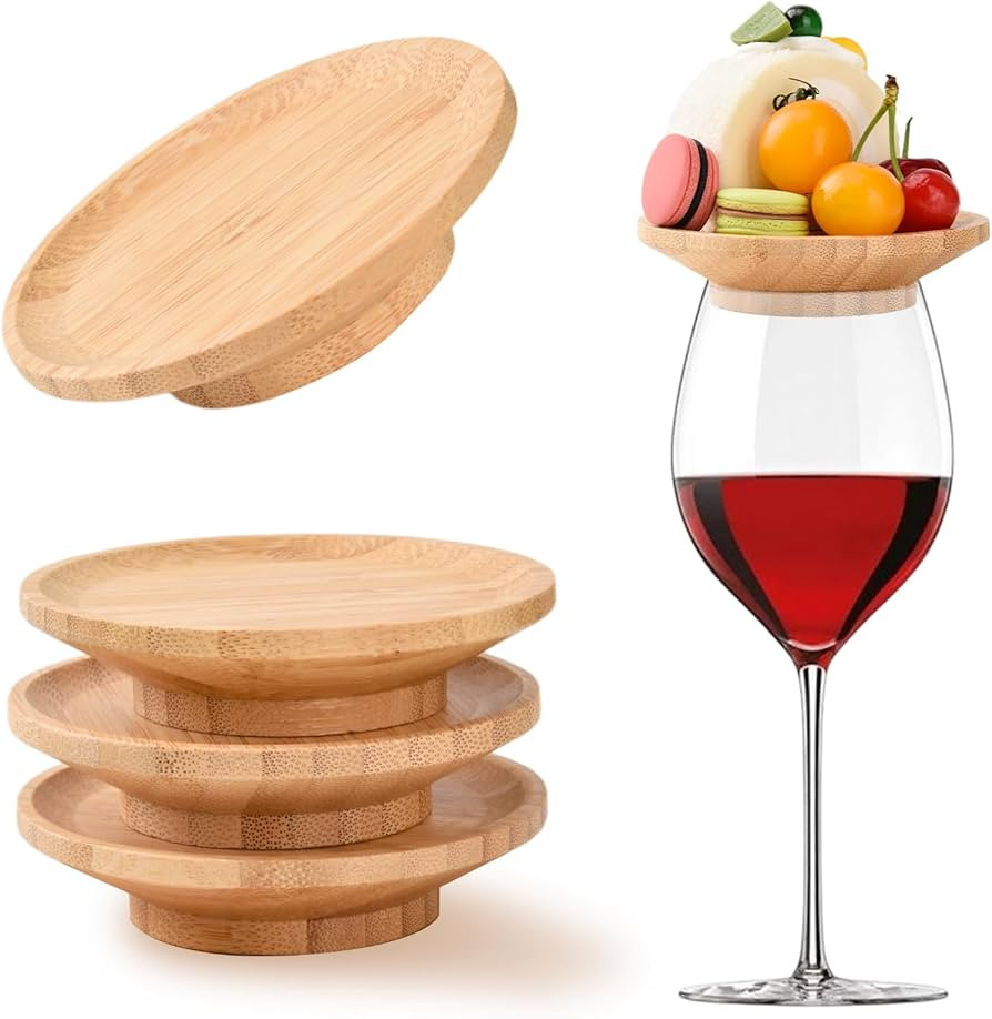 4 Pcs Wine Glass Charcuterie Topper, Wine Glass Topper Coasters Plate, Wine Glass Charcuterie Boa... | Amazon (US)