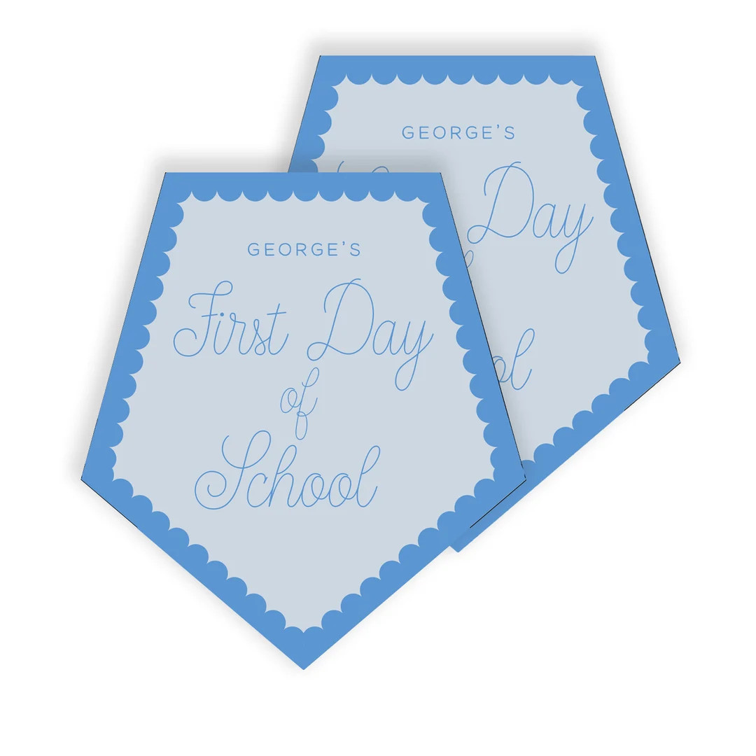 Blue First Day of School Pennant, First Day of School Sings, Printed, Blue Scalloped, Reusable, F... | Etsy (US)