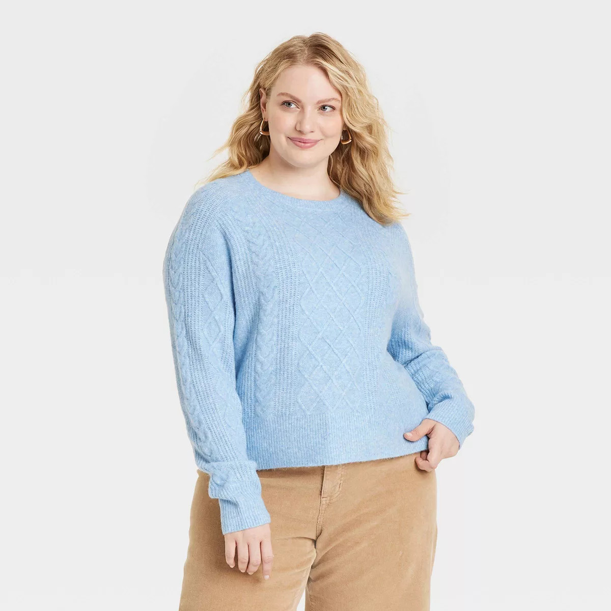 Women's Crewneck Cashmere-Like Cable Pullover Sweater - Universal Thread™ | Target