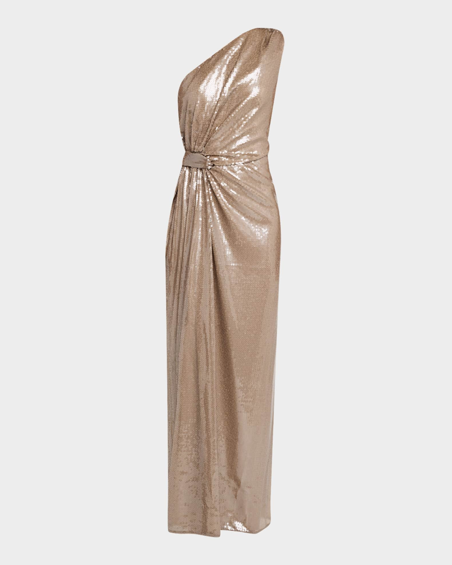 Porsha One-Shoulder Sequin Column Gown | Neiman Marcus