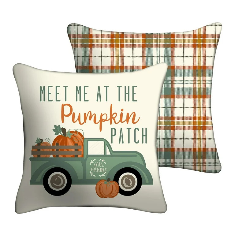 Mainstays 16" x 16" Reversible Pumpkin Patch Decorative Outdoor Throw Pillow, Multi, 1 Count | Walmart (US)