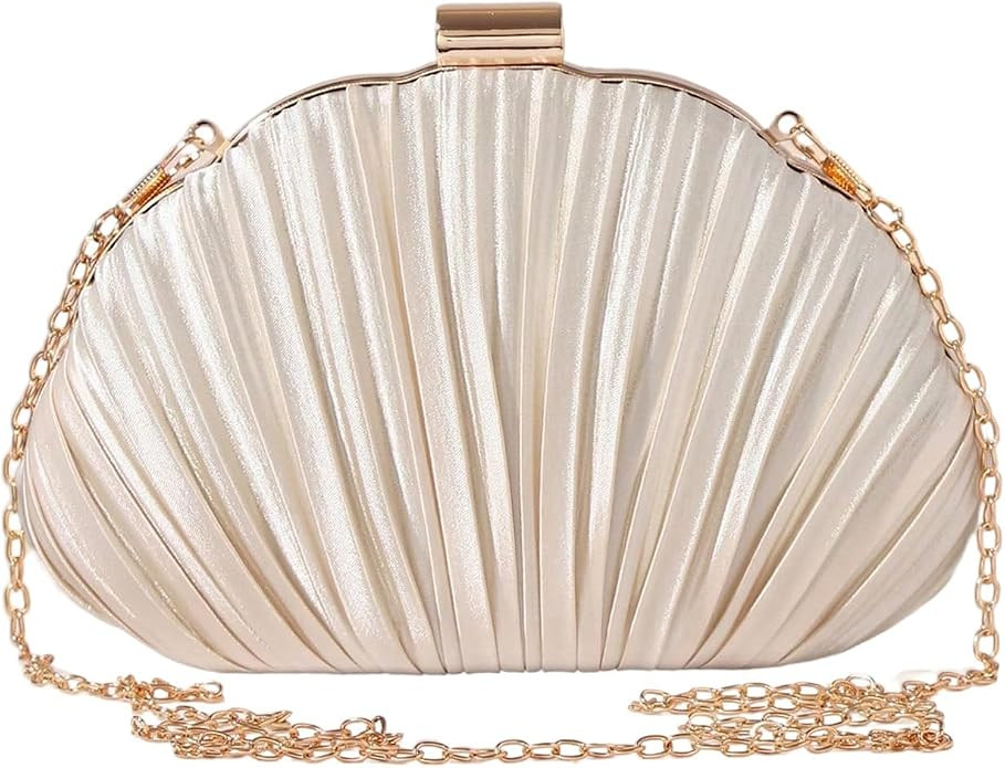 Milumia Women's Metallic Shell Clutch Purse Cocktail Wedding Guest Evening Handbags with Chain St... | Amazon (US)