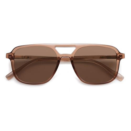 SOJOS Retro Aviator Sunglasses for Women Men,Trendy Rectangle Womens Mens Shades Sun Glasses SJ2202 Tortoise Frame Brown Grading Lens | Amazon (US)