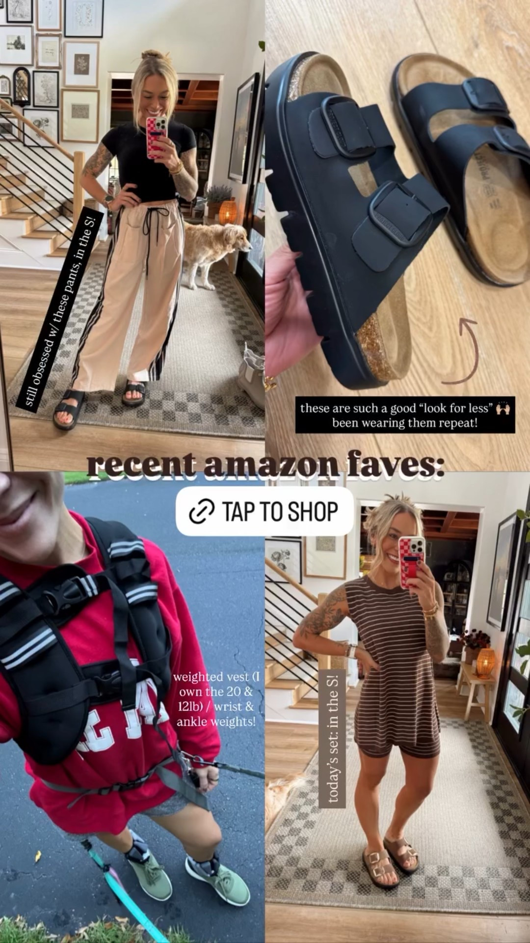 Some recent Amazon faves I’ve shared & loved🌻🤎 

•these PANTS🙌🏼 in the S! More colors!
•project cloud sandals are such a great look for less! been wearing them on repeat! 
•my weighted vest (I own the 20 & 12lb) / wrist & ankle weights! 💪🏽
•cozy striped two piece set I wore today ✌🏼

Amazon fashion / fitness / ootd / comfy / casual / Holley Gabrielle faves 

#LTKActive #LTKFindsUnder100 #LTKStyleTip