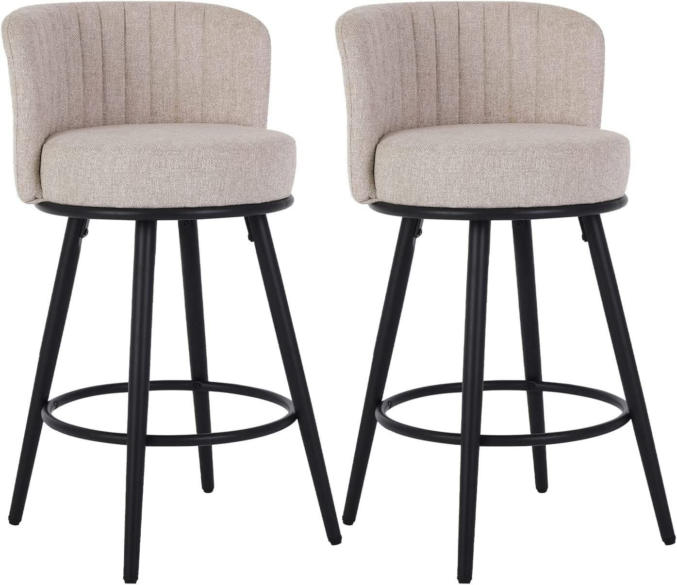 Czlolo Bar Stools Set of 2, 27 Inches Seat Height Barstools, Upholstered Linen Fabric Counter Hei... | Amazon (US)