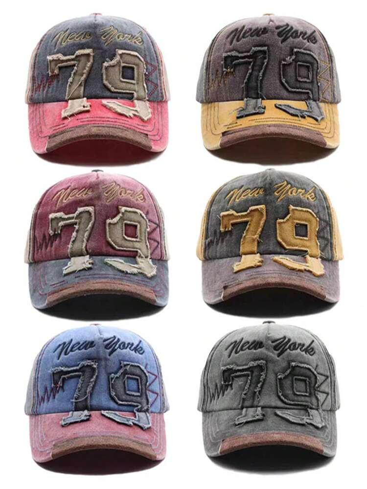 1pc Baseball Cap For Winter, Truck Driver's Hat With Colorblock, Embroidery, Vintage Number, Lightweight & Adjustable Size Back To School Autumn Halloween Sun Protection Hat | SHEIN