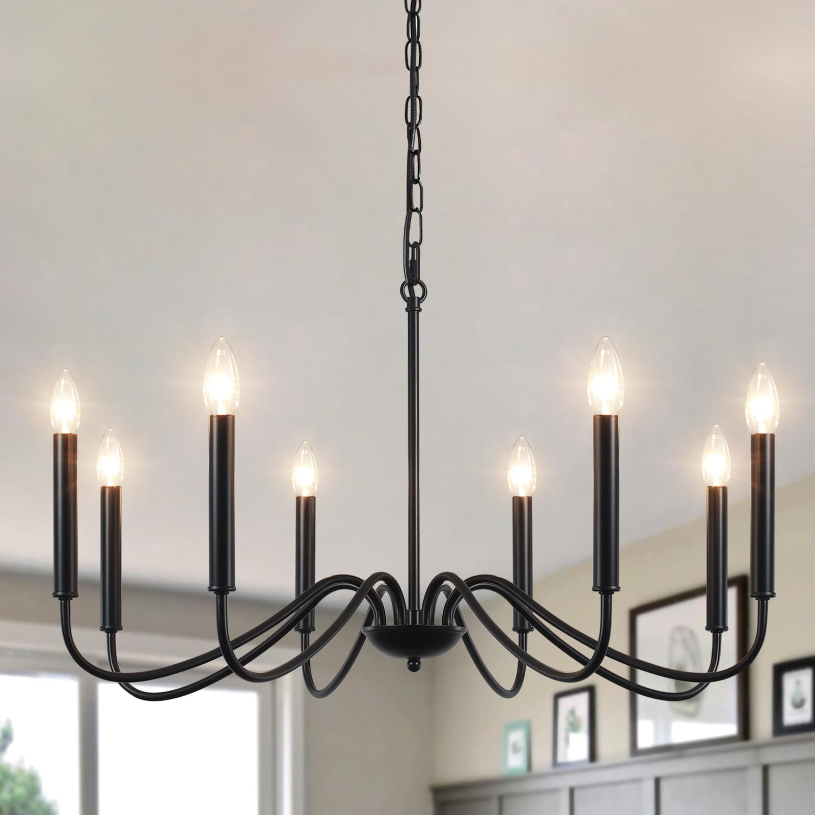 Black Chandeliers for Dining Room, 8 Lights Modern Farmhouse Chandelier Light Fixtures Ceiling Ha... | Amazon (US)