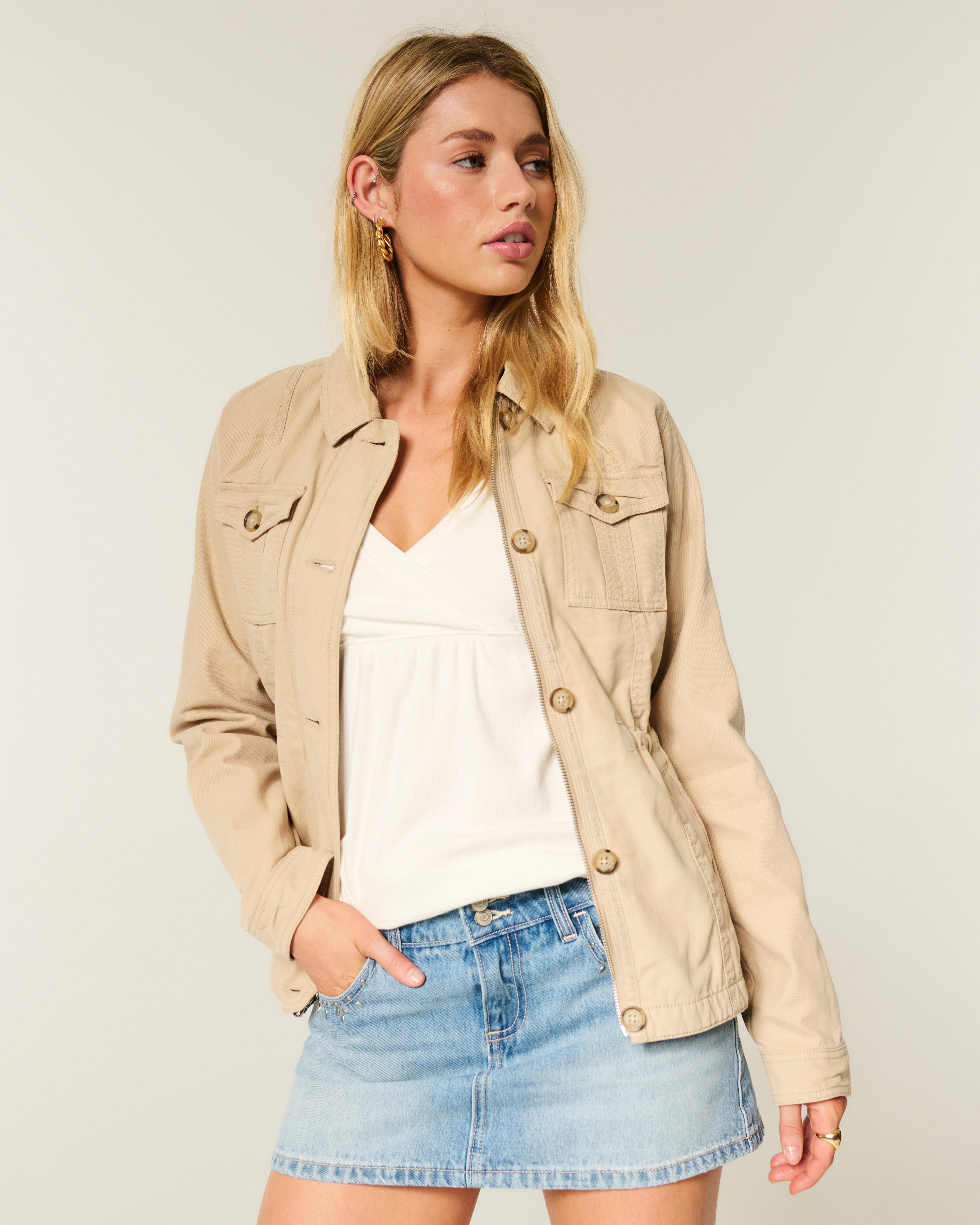 Twill Y2K Military Jacket | Hollister (US)