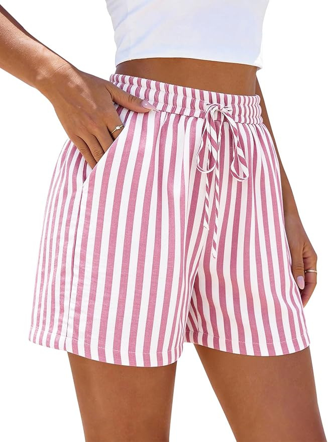 PRETTYGARDEN Elastic Waist Summer Shorts for Women Trendy 2026 Gingham Cute Pajama Bottoms Plaid ... | Amazon (US)