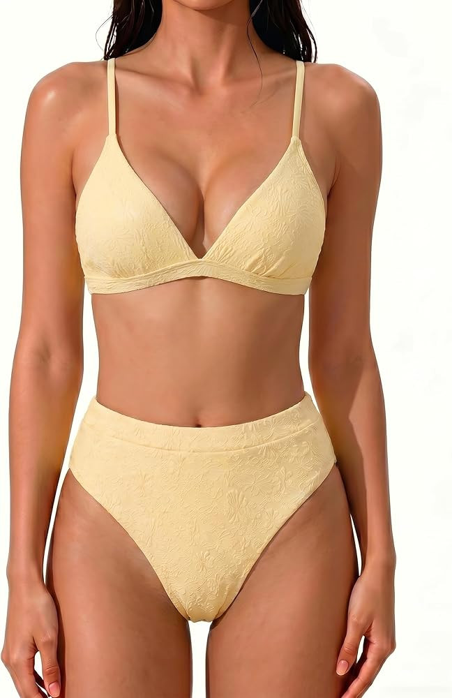 SUUKSESS Women High Waisted High Cut Bikini Set Sexy Triangle Two Piece Swimsuits | Amazon (US)