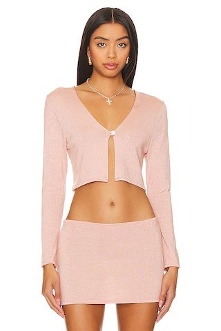 Montce Swim Pearl Cardigan in Prima Pink Sparkle from Revolve.com | Revolve Clothing (Global)